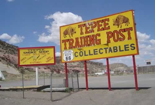 The Tepee Trading Post, near the New Mexico - Arizona state line on present-day I-40